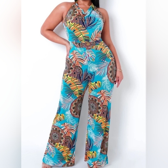 Goodtimeusa Pants - BLUE OASIS JUMPSUIT TALL GIRL FRIENDLY